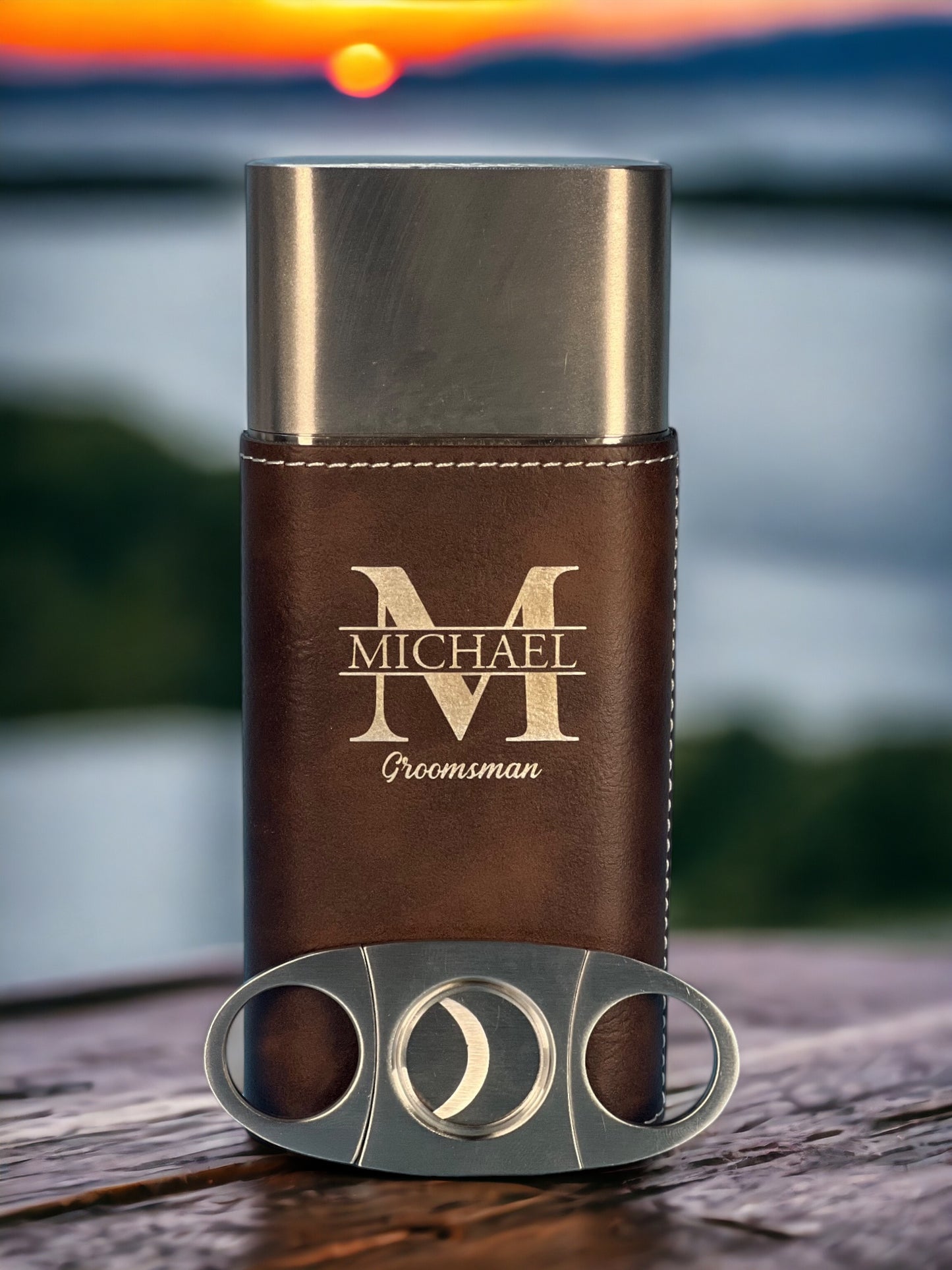 Cigar Holder and Cigar Cutter Groomsman Gift | Gifts for Groomsmen and Wedding Party