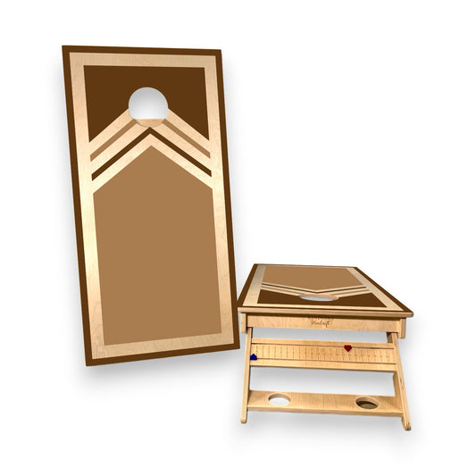 Cornhole Boards | Geometric Design Cornhole Boards | Custom Made Boards with Cupholder and Scoreboard