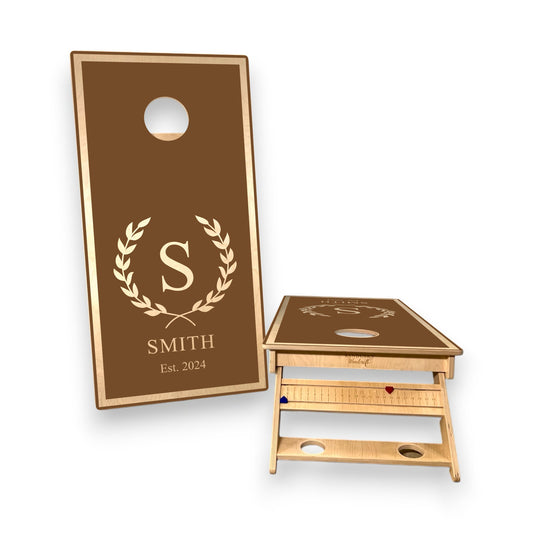Custom Cornhole Boards | Wedding Cornhole Boards | Family Name Boards with Cupholder and Scoreboard