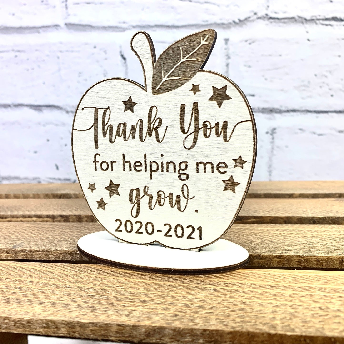 Teacher Appreciation Gift Desk Apple/Thank you for helping me grow/Teacher Gift /Teacher Tutor Mentor Gift