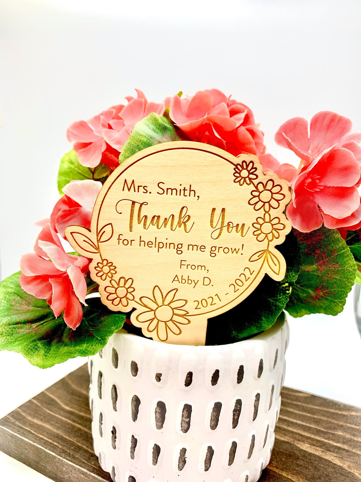 Teacher Flower Stake Gift | Teacher End of Year Gift | Daisy Design | Plant tag for Teachers | Succulent Tag