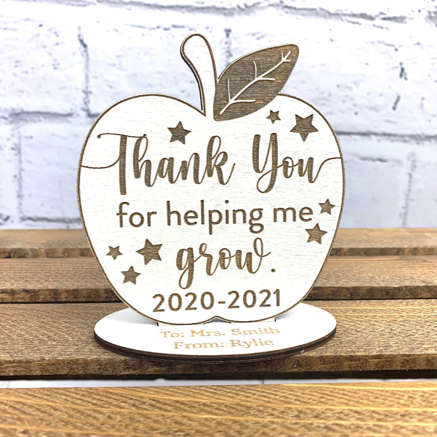 Teacher Appreciation Gift Desk Apple/Thank you for helping me grow/Teacher Gift /Teacher Tutor Mentor Gift