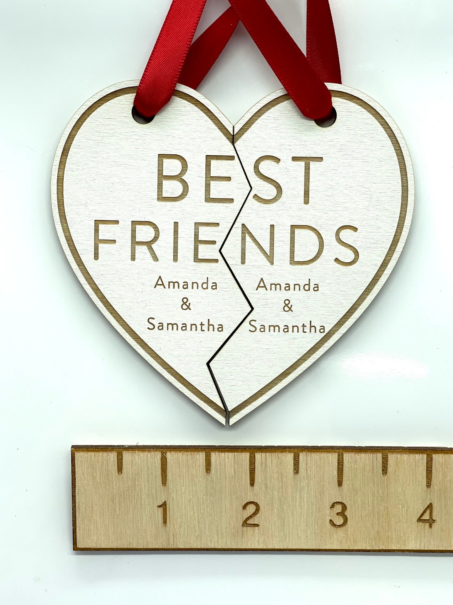 Custom Best Friends Heart Ornament | Two Piece Ornament | 90s Themed Ornament | 2024 Ornament