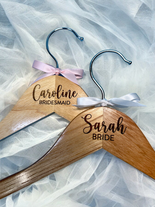 Engraved Hangers for Brides and Bridesmaids Maid of Honor or Mother of the Bride