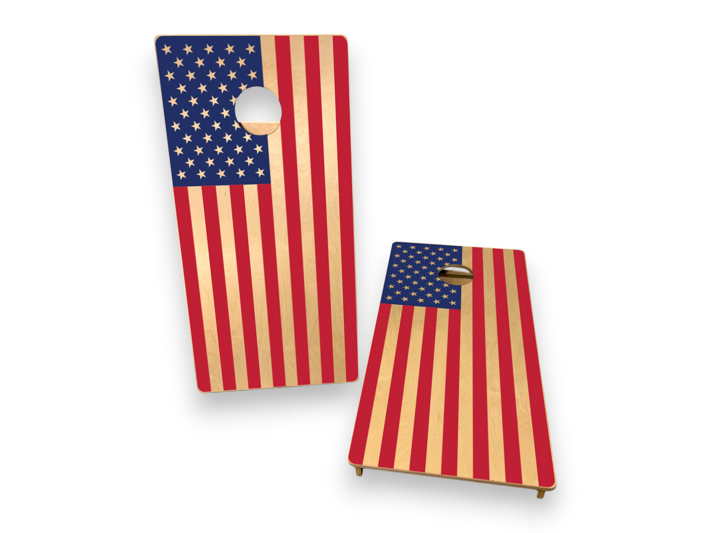 Cornhole Boards |  Red, White and Blue American Flag Set | Custom Made with Cupholder and Scoreboard