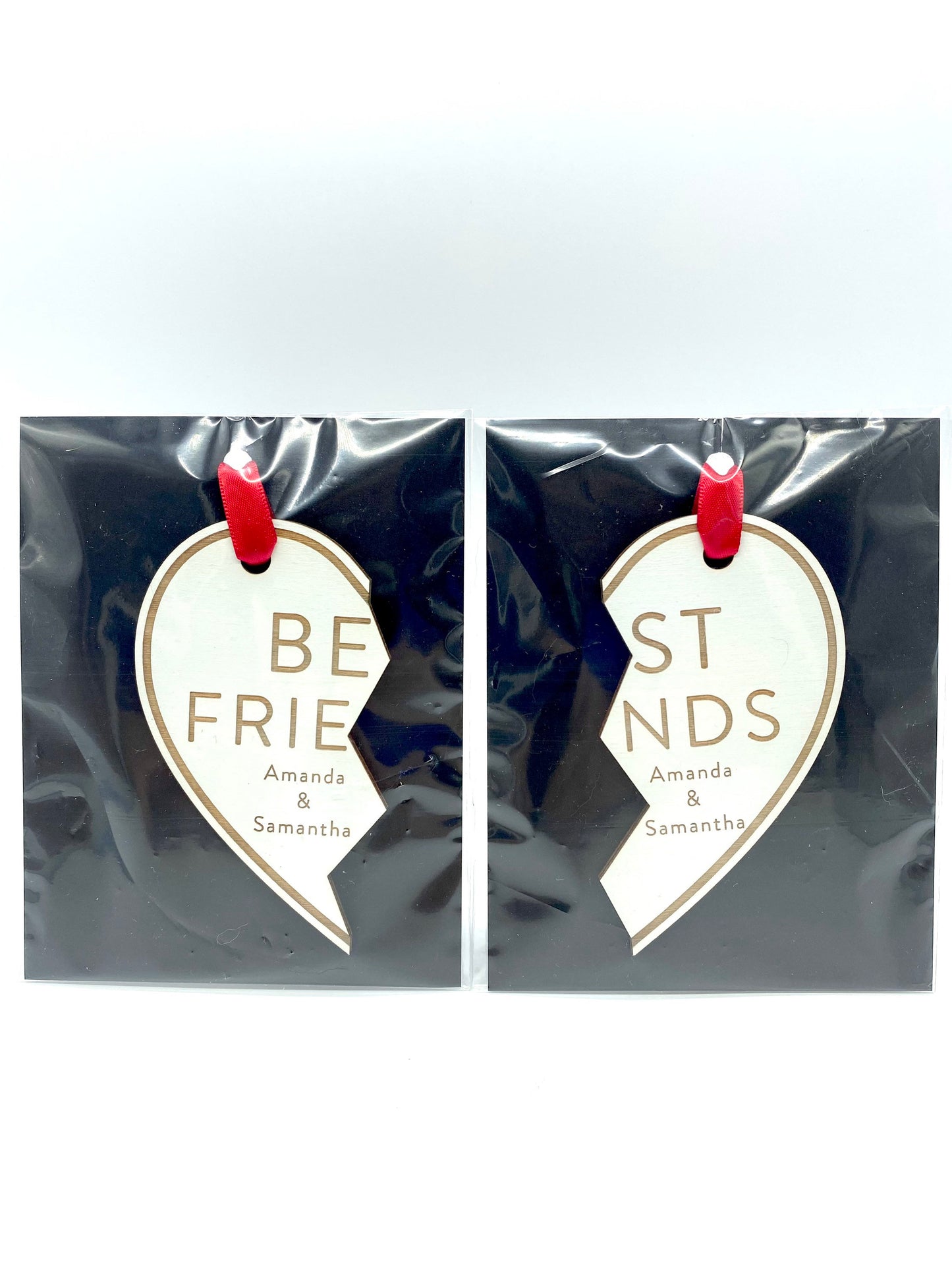 Custom Best Friends Heart Ornament | Two Piece Ornament | 90s Themed Ornament | 2024 Ornament
