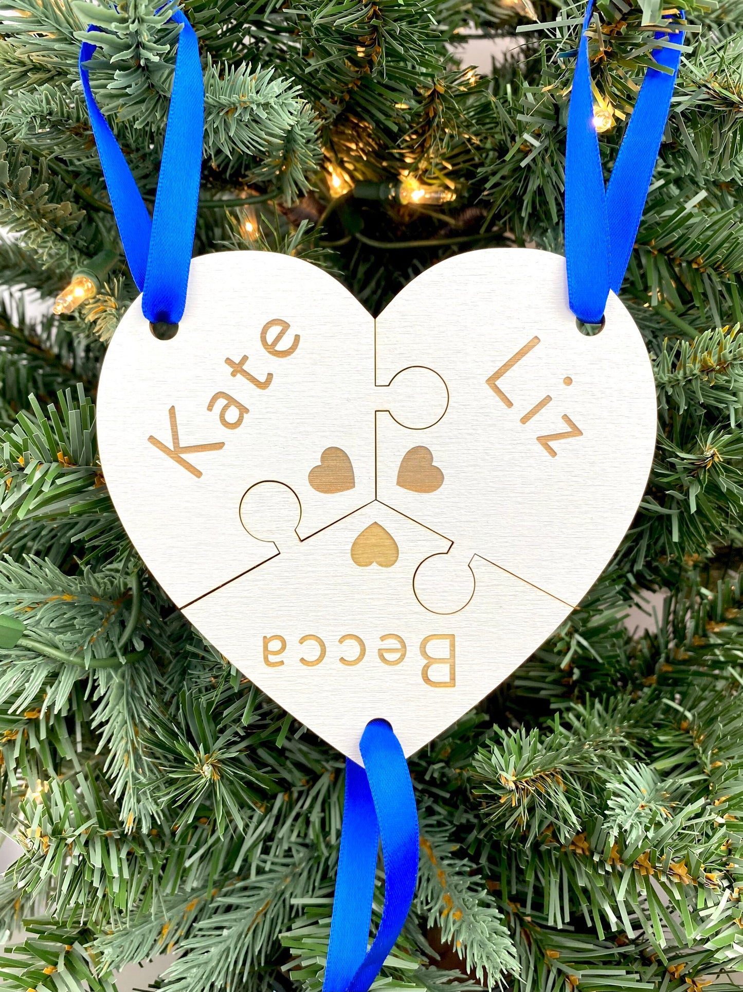 Custom Names Best Friends Heart Ornament | Three Piece Ornament | 90s Themed Ornament | 2024 Ornament