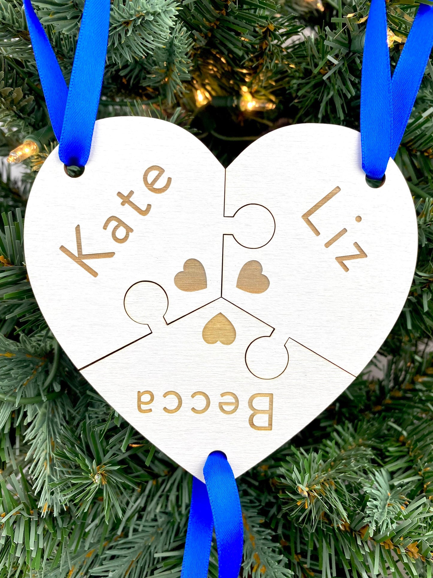 Custom Names Best Friends Heart Ornament | Three Piece Ornament | 90s Themed Ornament | 2024 Ornament